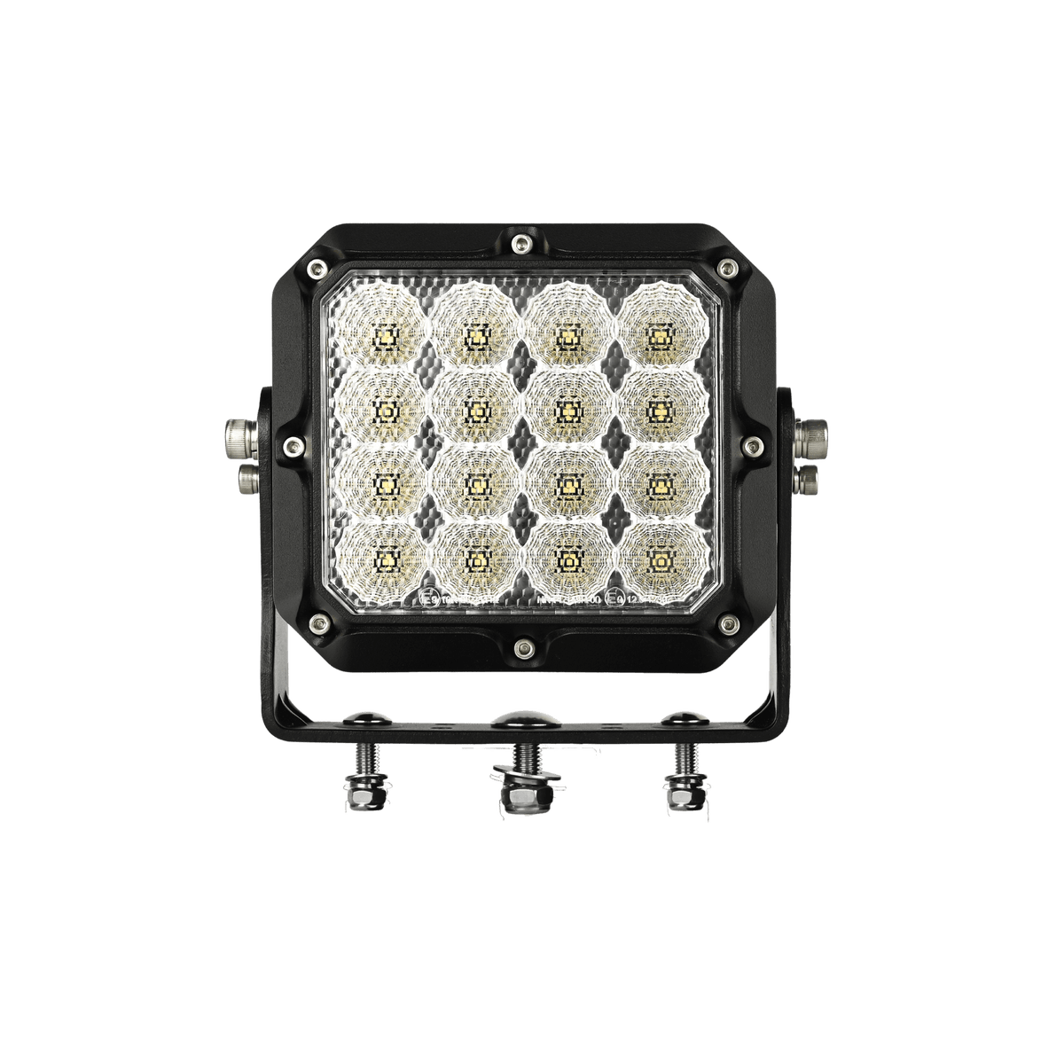 Mega 1600 160W LED work light front view showing 16 LED array and mounting bracket