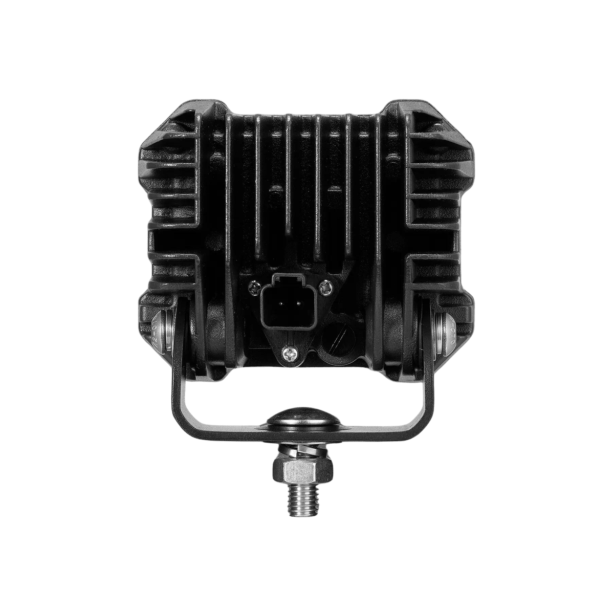 Mega 4800 LED work light rear view showing aluminium heatsink fins