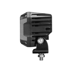 Mega 4800 Blue LED work light side profile showing aluminium heatsink fins and adjustable mounting bracket