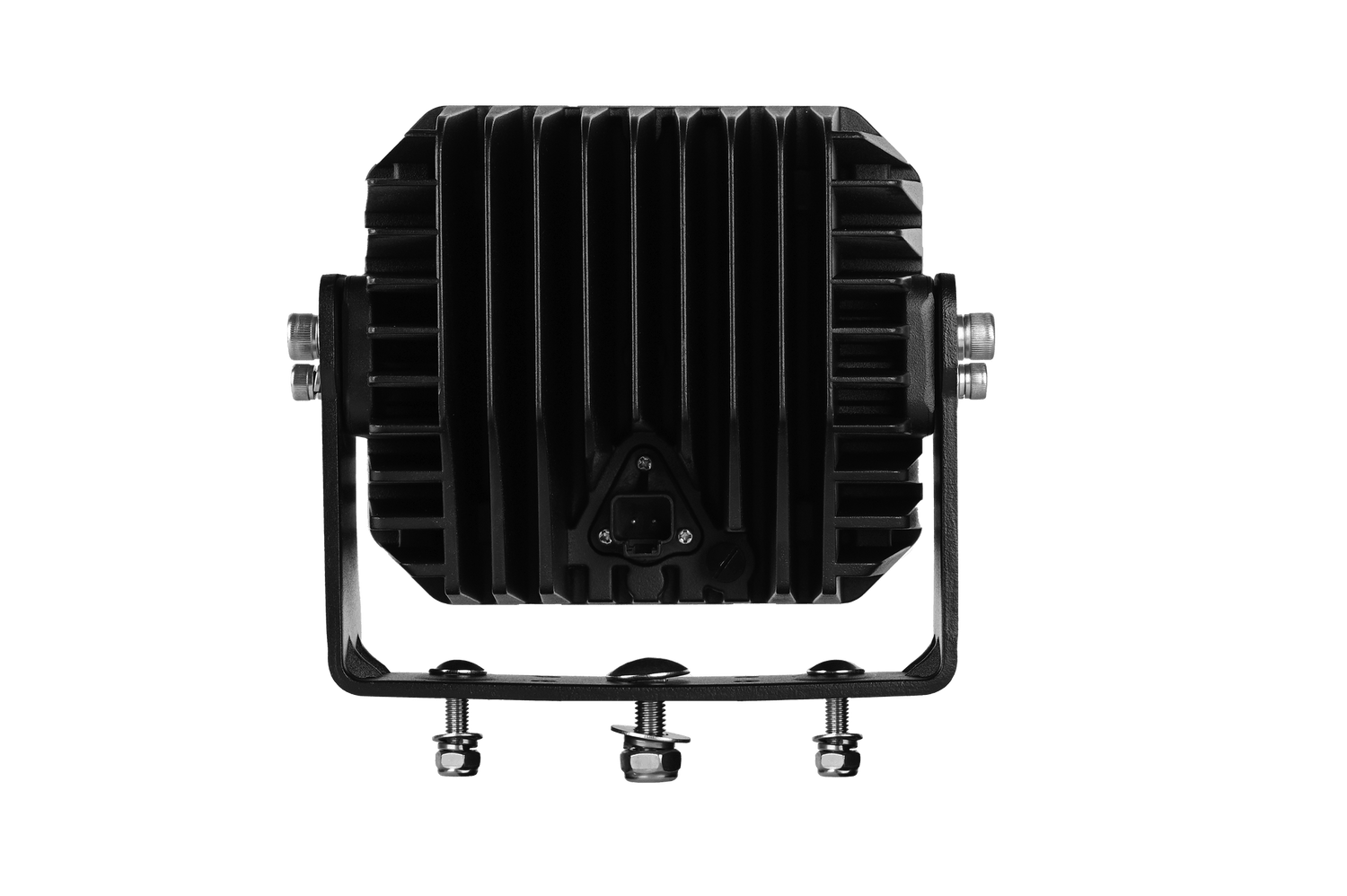 Mega 1600 LED work light rear view showing aluminium heatsink and Deutsch connector