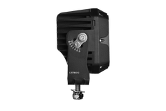 Mega 1600 LED work light side profile showing adjustable bracket with degree markings