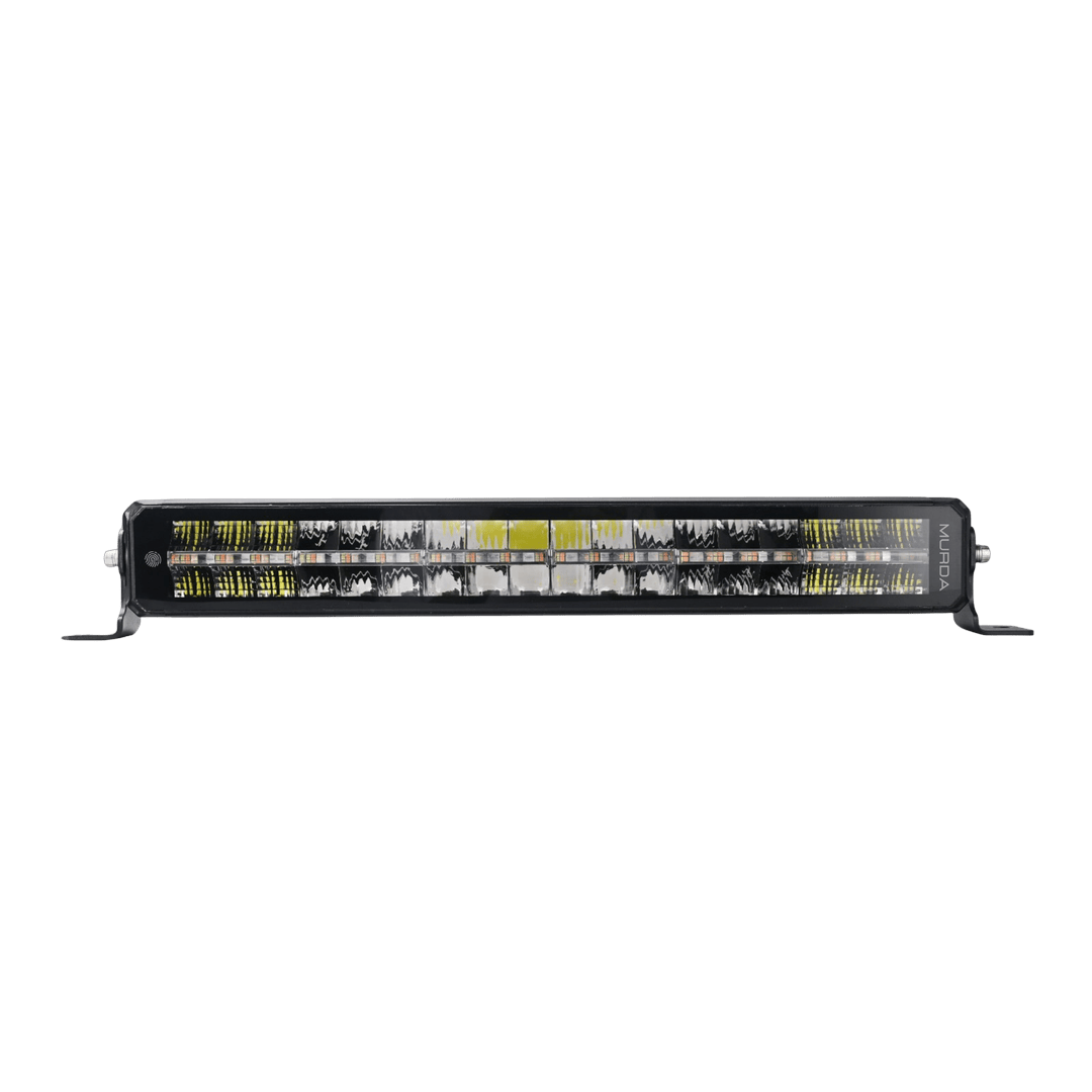 Murda MX Series 20 inch LED light bar front view showing LEDs and DRL strip
