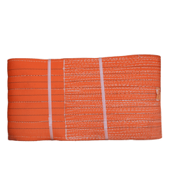 Heavy machinery recovery strap close-up showing stitching and webbing detail