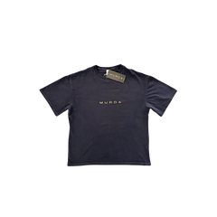 Murda Work T-Shirt navy blue front view with gold MURDA logo